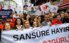 İSTANBUL DAHİL 10 İLDE SANSÜRE HAYIR BASINA ÖZGÜRLÜK YÜRÜYÜŞLERİ DÜZENLENDİ